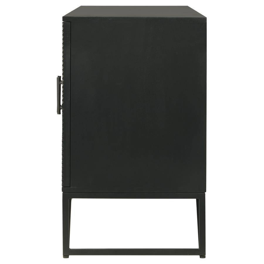 Riddell - 4 Door Wood Reeding Accent Cabinet - Matte Black by Coaster Fine Furniture | Bel Furniture