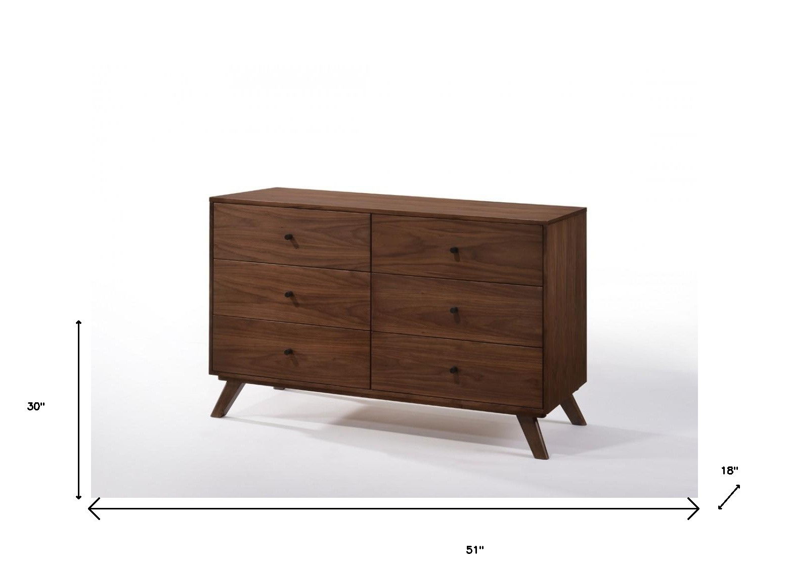 Six Drawer, Double Dresser - Walnut