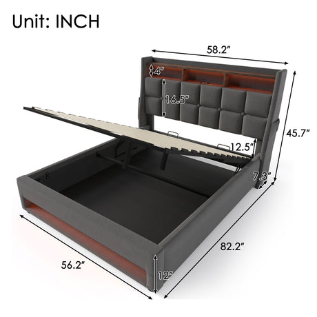 Upholstered Platform Bed With A Hydraulic Storage System, LED And USB Charging (Without Mattress) - view 12