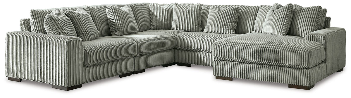 Lindyn - Sectional Pearl Silver 5 Pc. Right Arm Facing Sectional by Signature Design by Ashley® | Bel Furniture