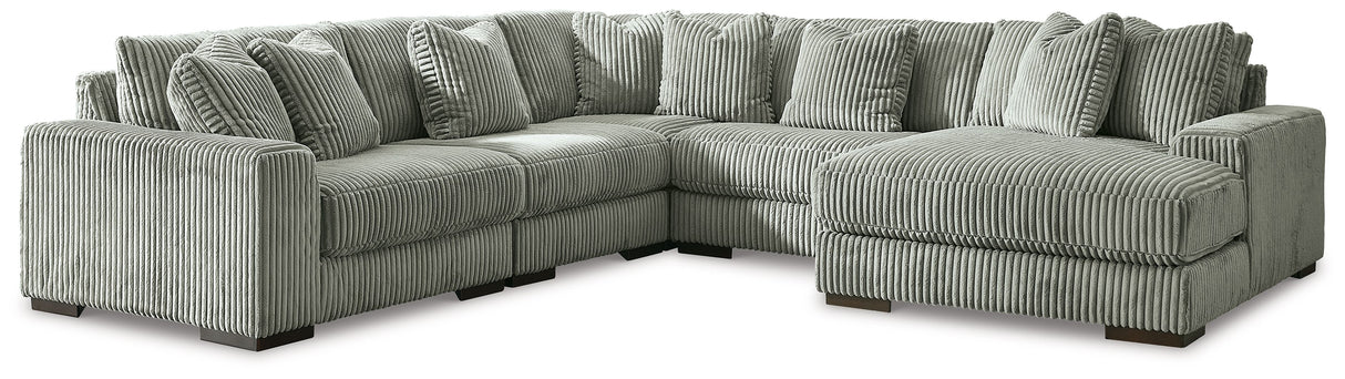 Lindyn - Sectional Pearl Silver 5 Pc. Right Arm Facing Sectional by Signature Design by Ashley® | Bel Furniture