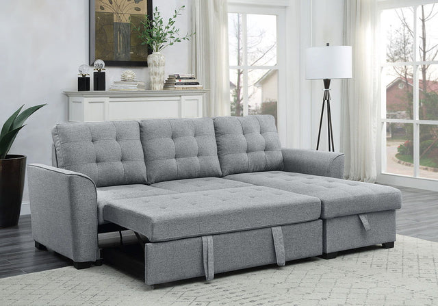 Avery - Sleeper Sectional Sofa With Reversible Storage Chaise - Light Gray by Lilola Home | Bel Furniture