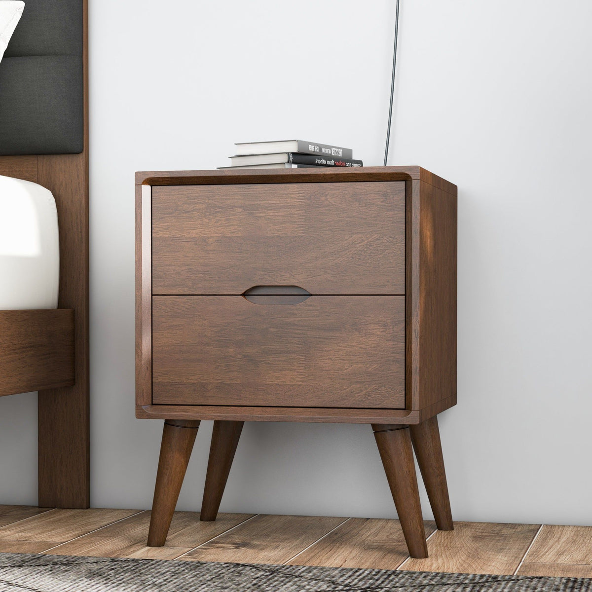 Alexandra - Night Stand With 2 Drawers - Walnut Brown by Ashcroft Furniture | Bel Furniture
