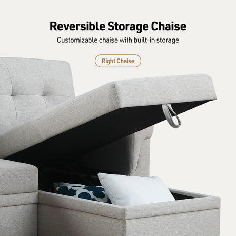 Lucca - Reversible Sleeper Sectional Sofa With Storage Chaise - view 12