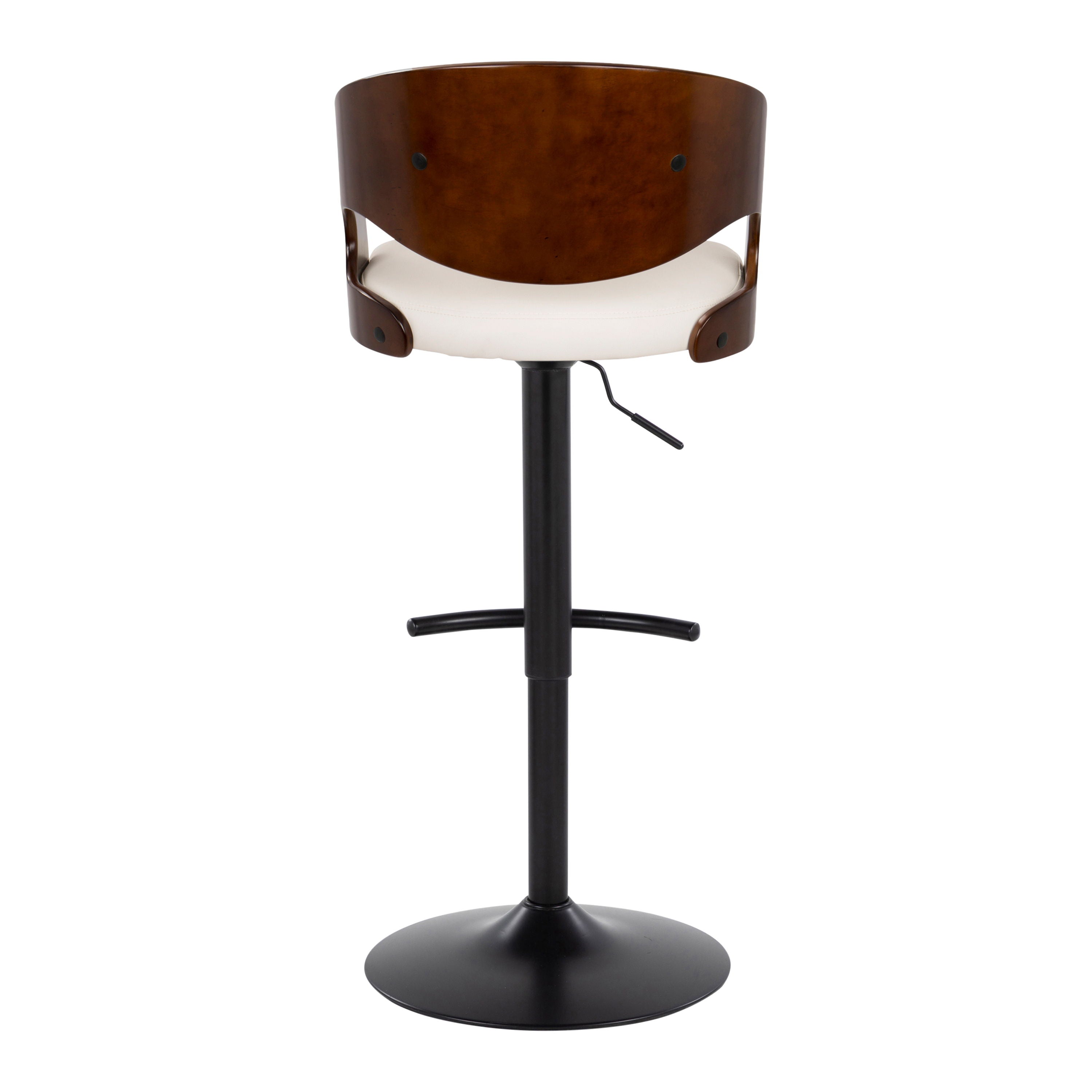 Pino - Mid Century Modern Adjustable Barstool With Swivel With Rounded T Footrest (Set of 2)