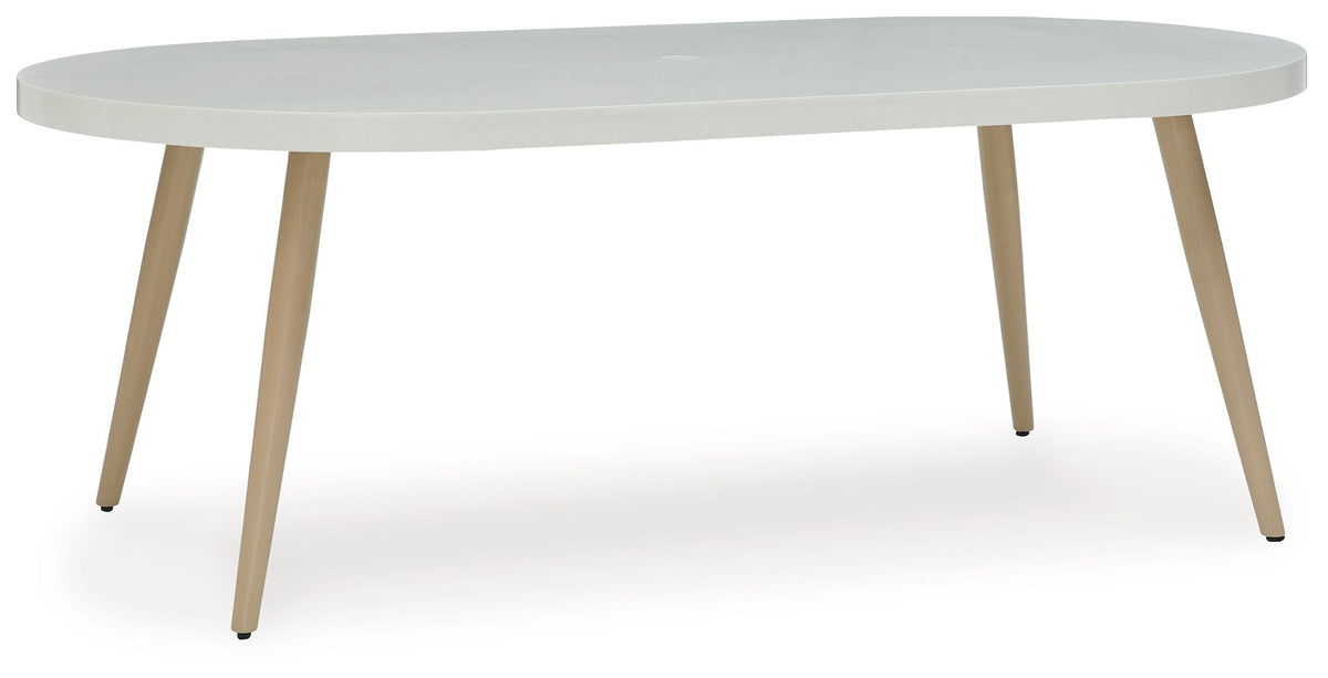 Seton Creek - White - Oval Dining Table With Umb Opt by Signature Design by Ashley® | Bel Furniture