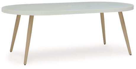 Seton Creek - White - Oval Dining Table With Umb Opt by Signature Design by Ashley® | Bel Furniture