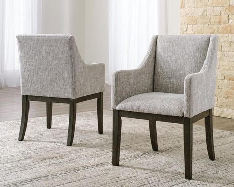 Burkhaus - Dining UPH Arm Chair (Set of 2) - Beige / Dark Brown - view 3
