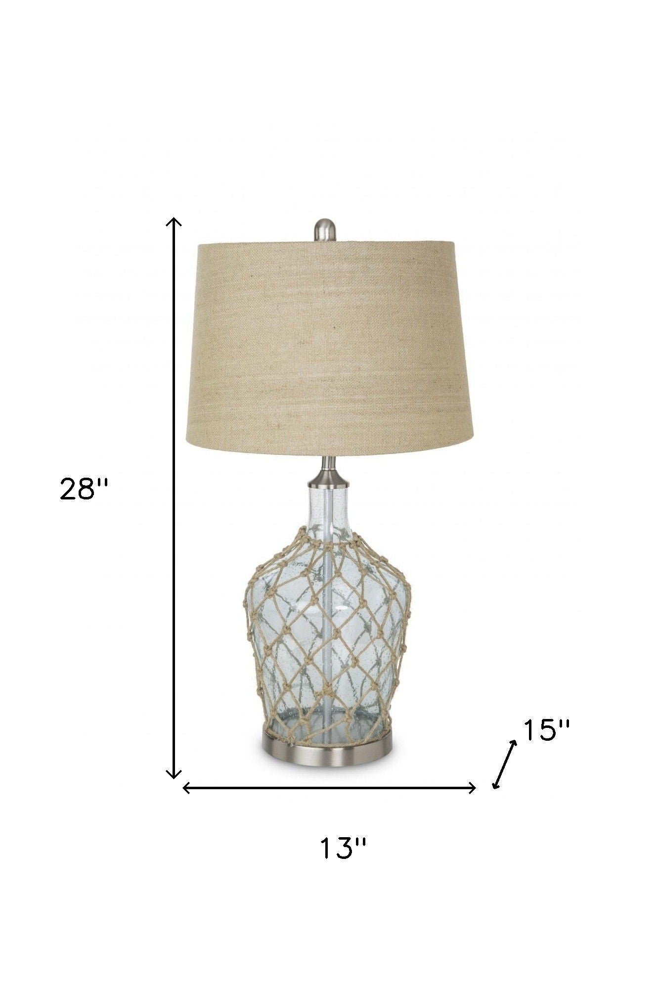 Metal Standard Table Lamp With Beige Shade - Silver