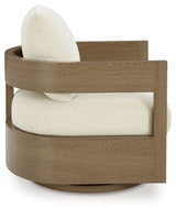 Serene Bay - Dark Brown / White - Swivel Glider Chair With Cushion by Signature Design by Ashley® | Bel Furniture