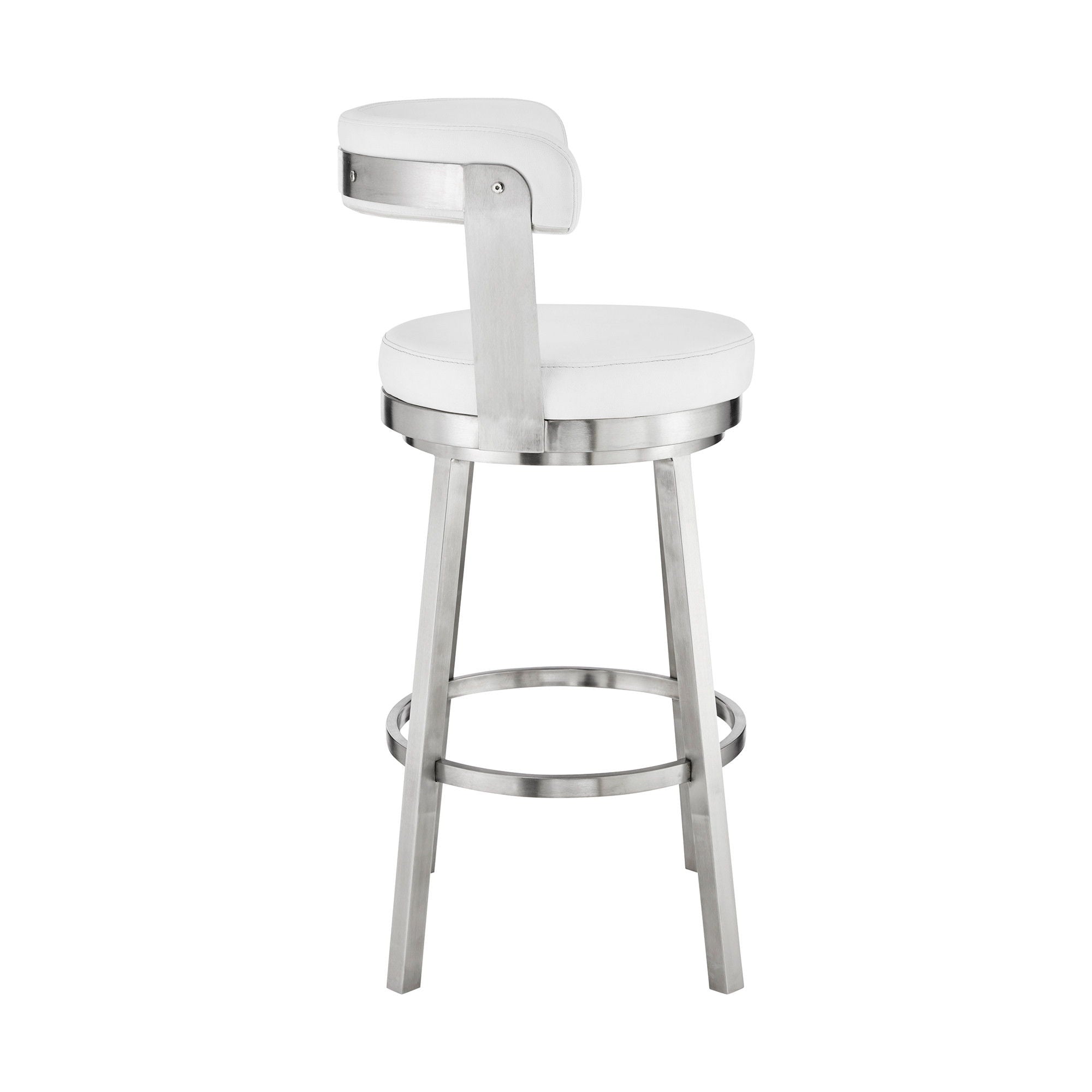 36" Swivel Backless Counter Height Bar Chair - White / Silver