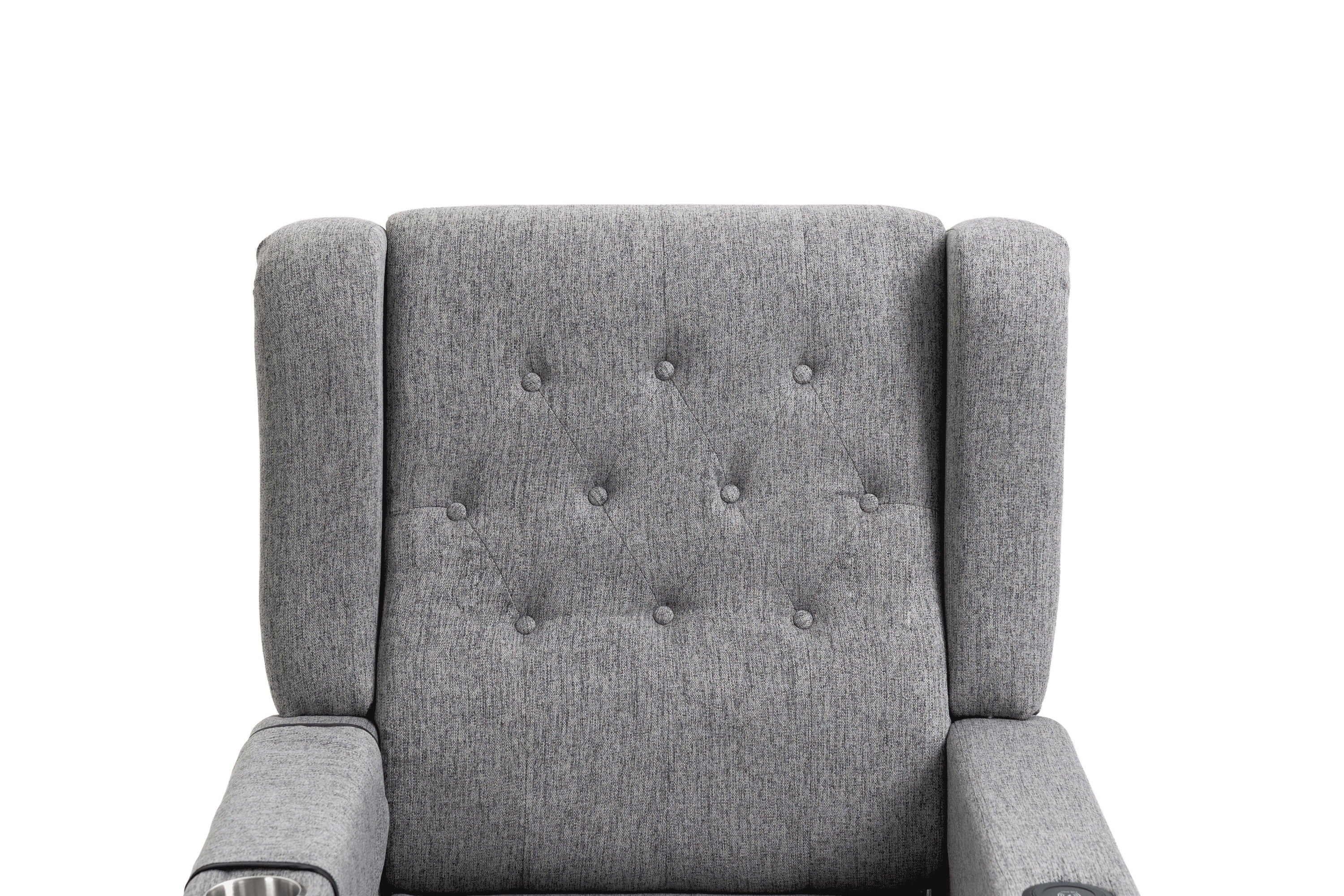 Arm Pushing Recliner Chair, Modern Button Tufted Wingback Push Back Recliner Chair, Living Room Chair Fabric Pushback Manual Single Reclining Sofa Home Theater Seating For Bedroom