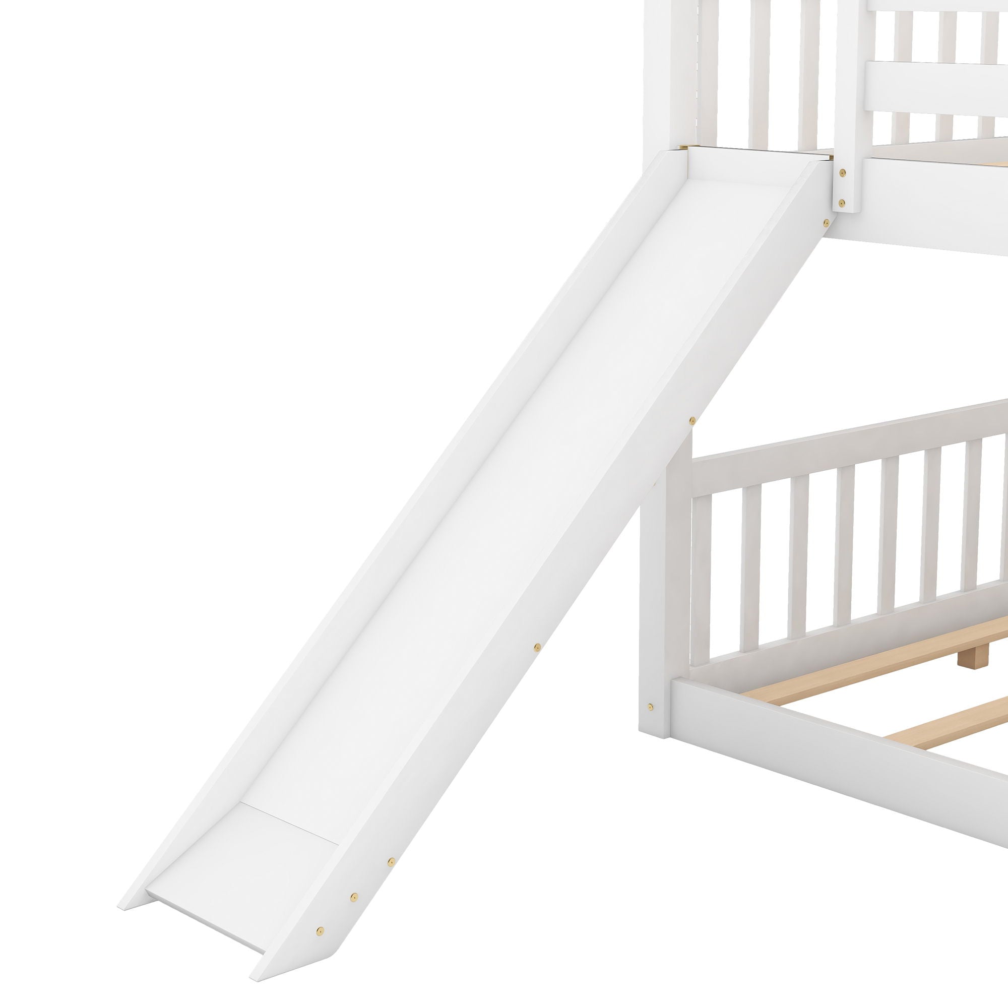 Full Over Full Bunk Bed With Convertible Slide And Ladder - White