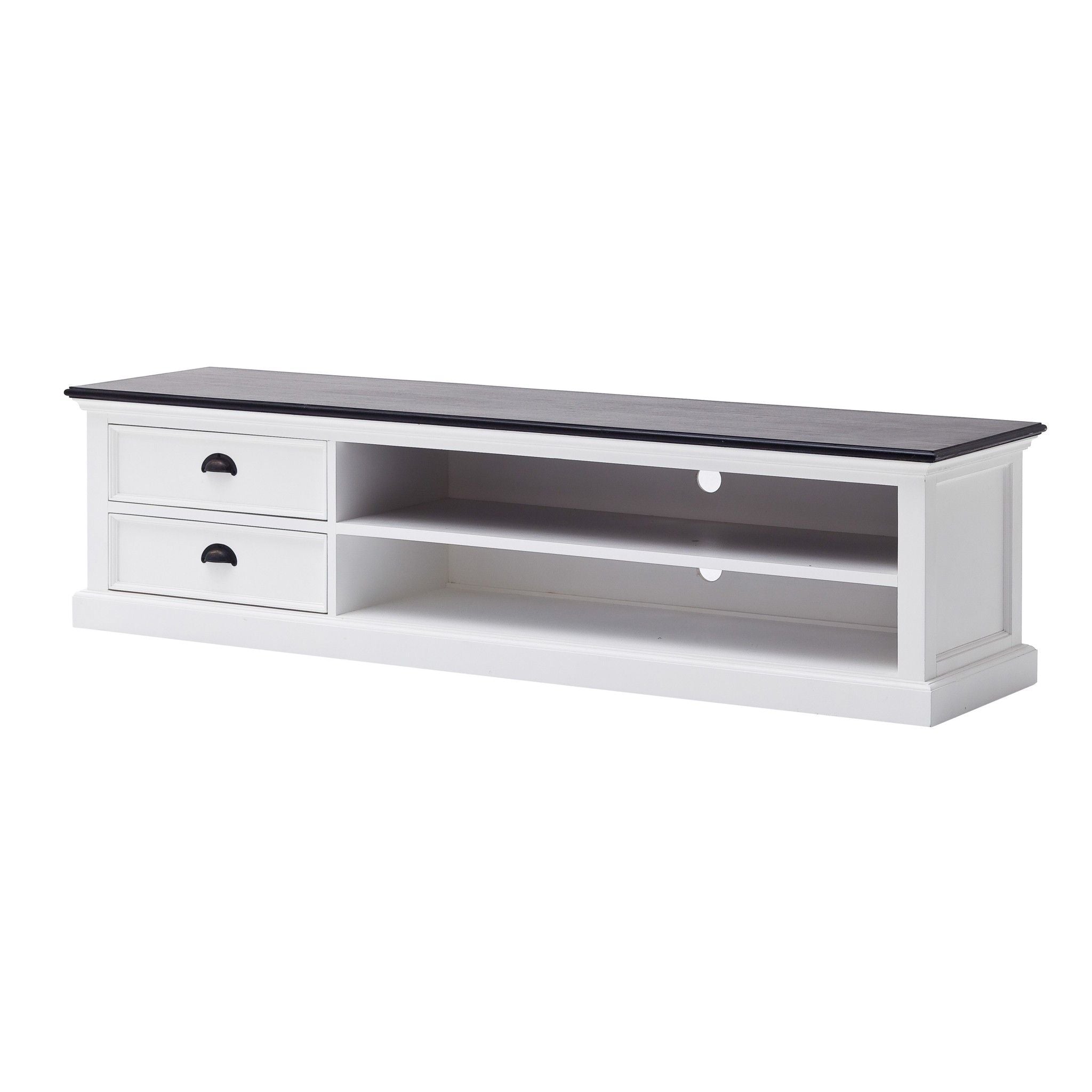 Classic Entertainment Unit With Two Drawers - White / Black