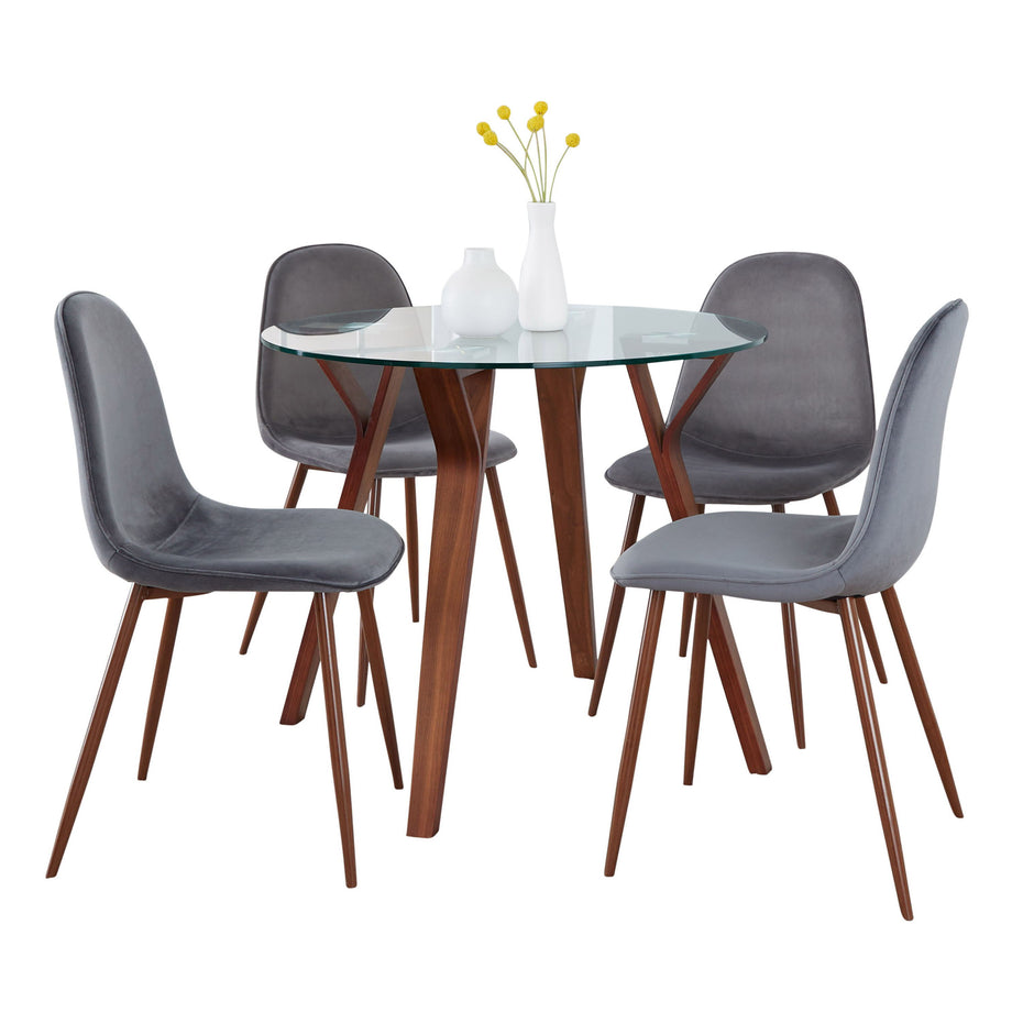 Folia - 5 Piece Round Pebble Mid Century Modern Dining Set