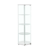 Zahavah - 4-Shelf Hexagonal Clear Glass Curio Cabinet White by CoasterEveryday | Bel Furniture