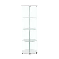 Zahavah - 4-Shelf Hexagonal Clear Glass Curio Cabinet White by CoasterEveryday | Bel Furniture