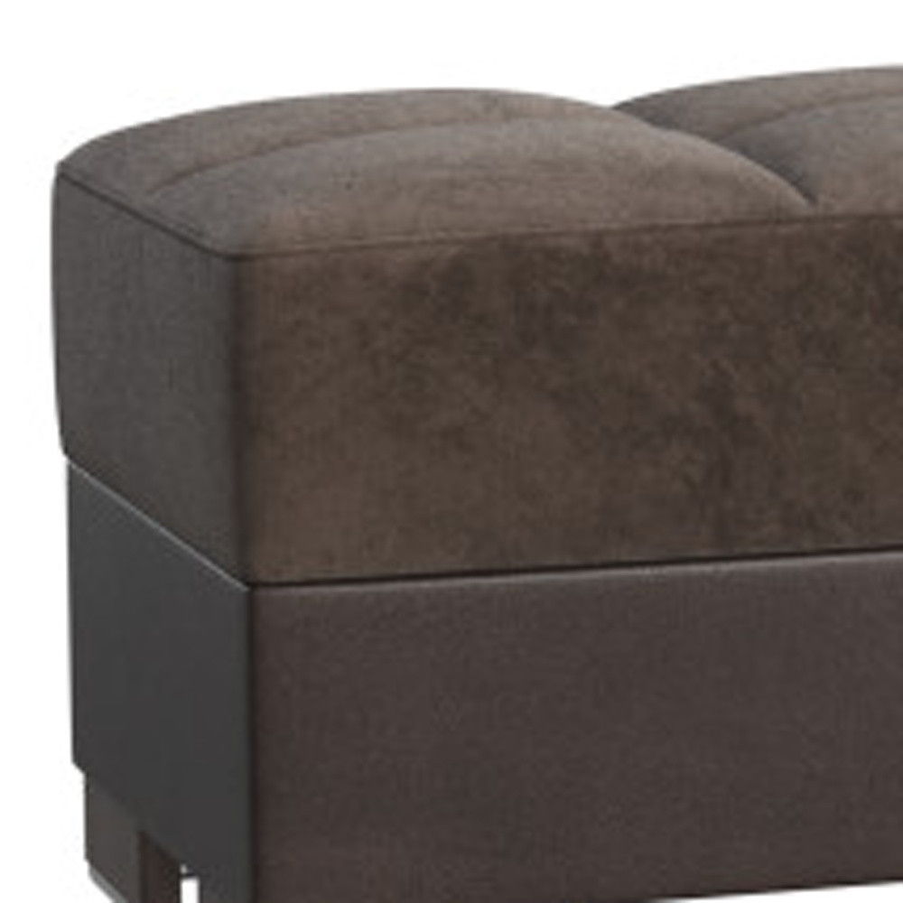 Microfiber Leather Tufted Storage Ottoman - Brown / Faux