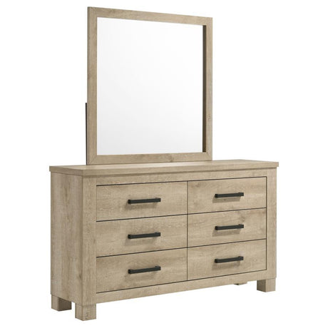 Oakglen - 6-Drawer Bedroom Dresser Light Brown Dresser & Mirror by Coaster Fine Furniture | Bel Furniture