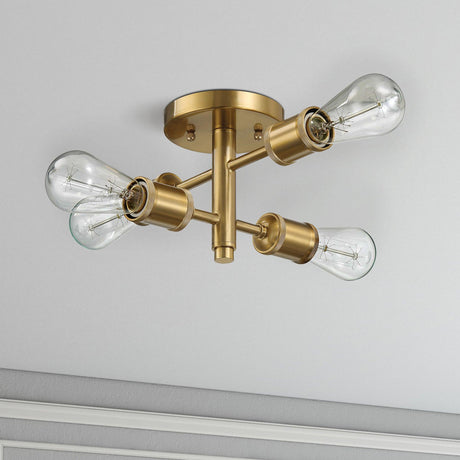 Ephemeral - 4 Lights Semi Flush Mount Ceiling Pendant - Antique Brass / Clear / Gold - view 5