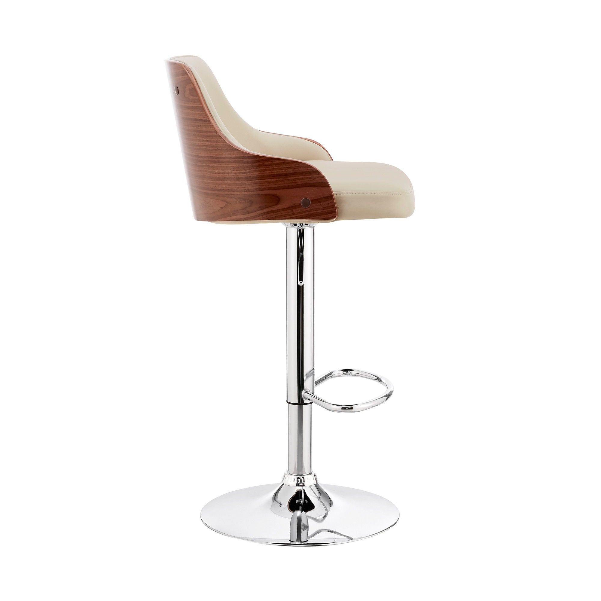 41" Swivel Adjustable Height Bar Chair - Cream / Silver