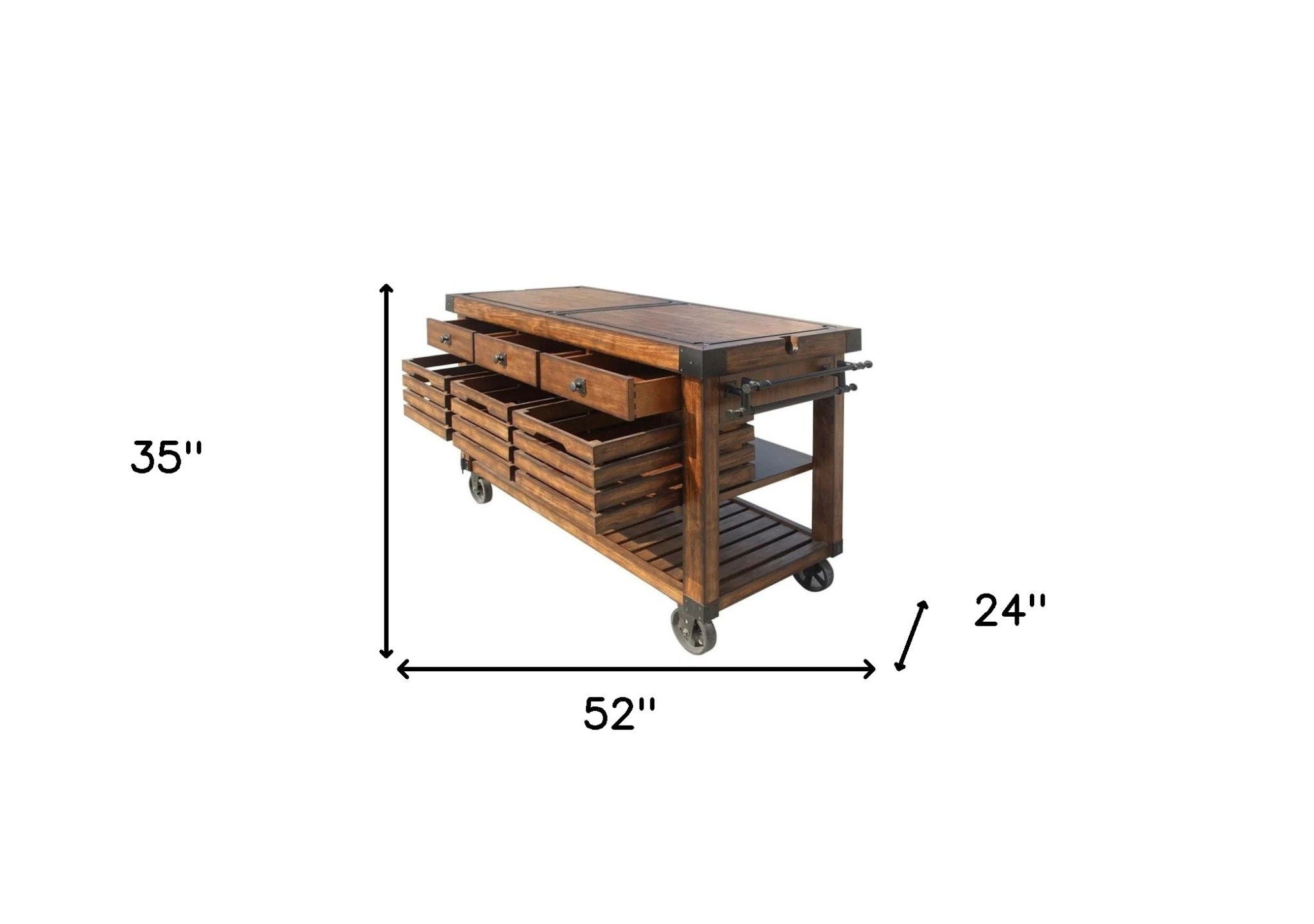 Rolling Kitchen Cart With Storage - Brown