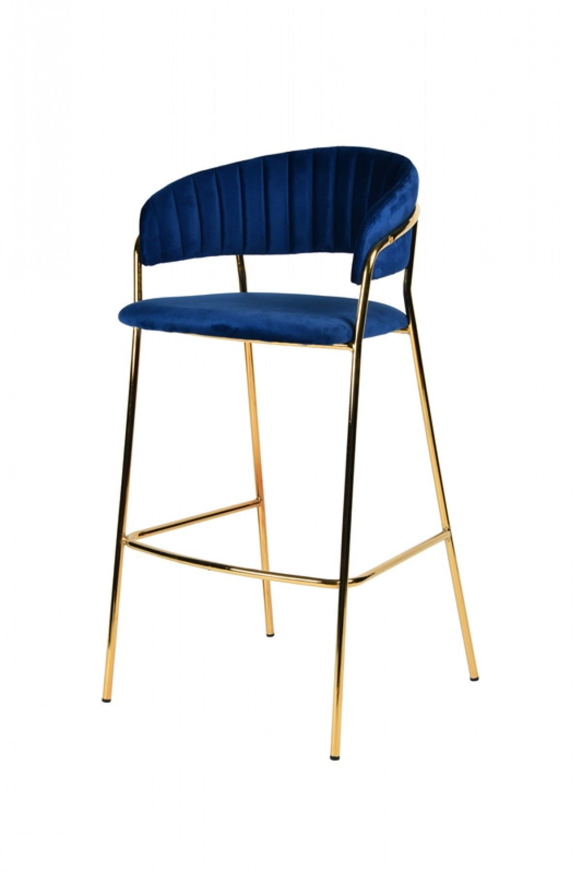 Steel Low Back Bar Height Bar Chairs (Set of 2) - Dark Blue / Gold