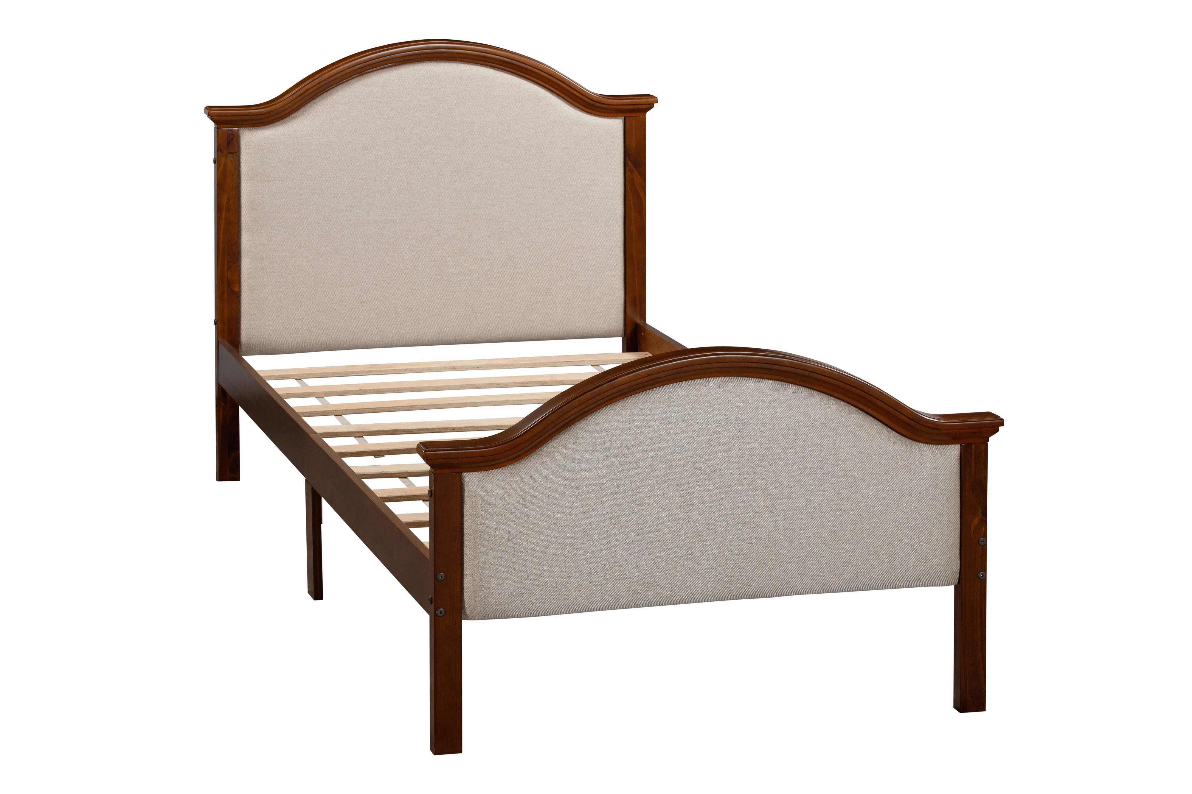 Bed With Upholstered Headboard And Footboard, With Slats