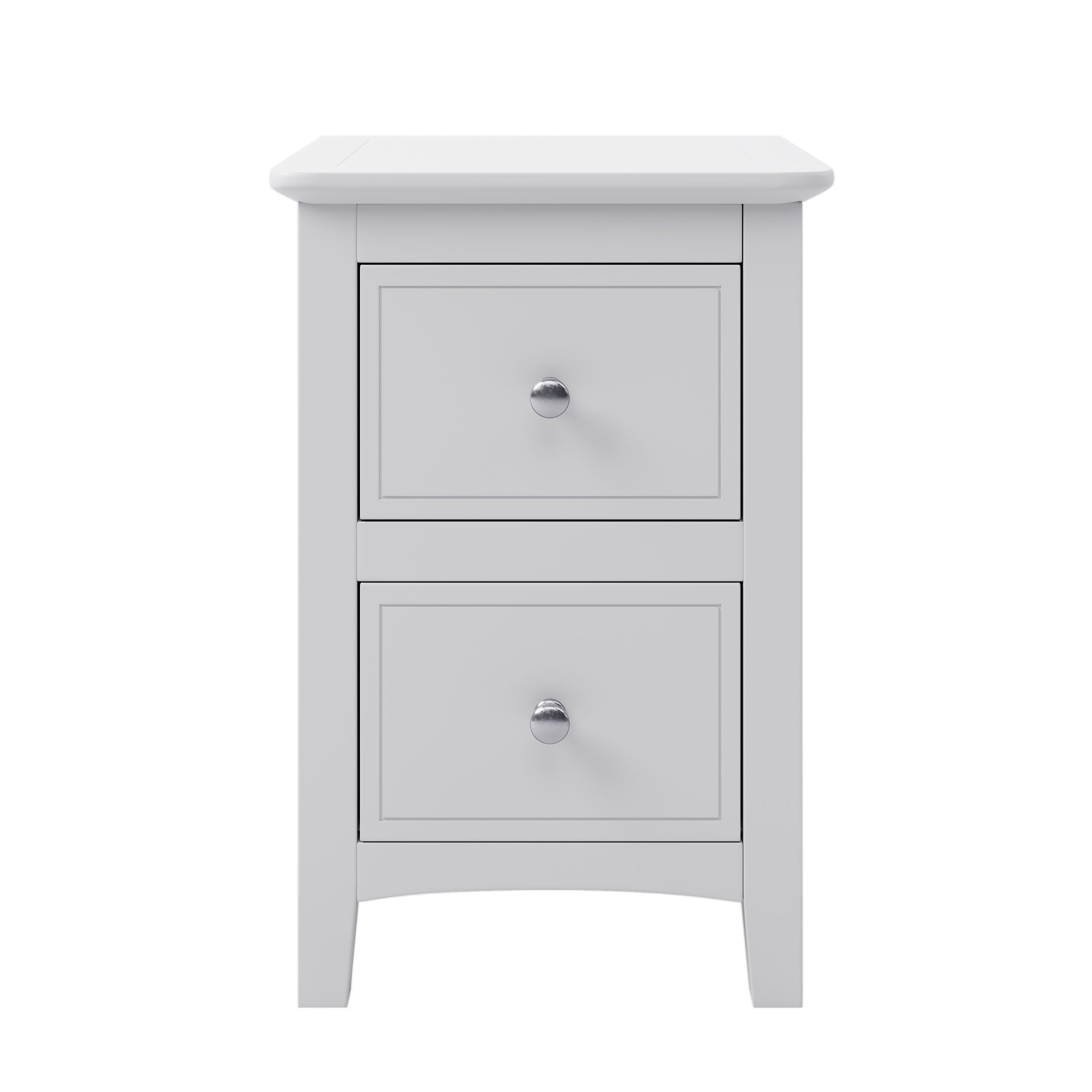 2 Drawers Solid Wood Nightstand End Table - White