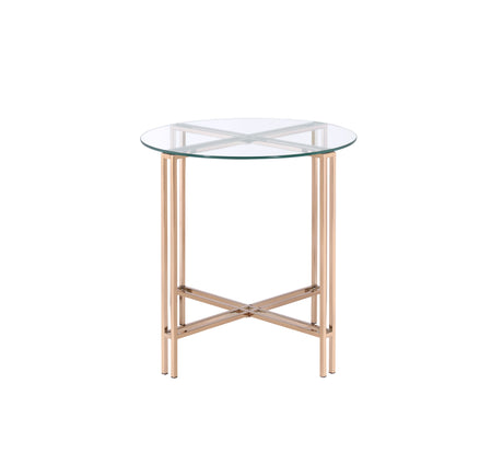 Veises - Clear Glass Top With End Table - Champagne by Urban Nest | Bel Furniture