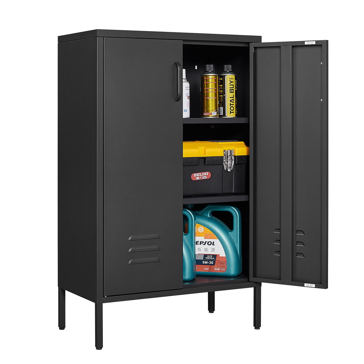 Suitable For Steel Storage Cabinets In Living Rooms, Kitchens, And Bedrooms, 2 Door Miscellaneous Storage Cabinet, Garage Tool Storage Cabinet, And Office File Cabinet 2 Movable Partitions