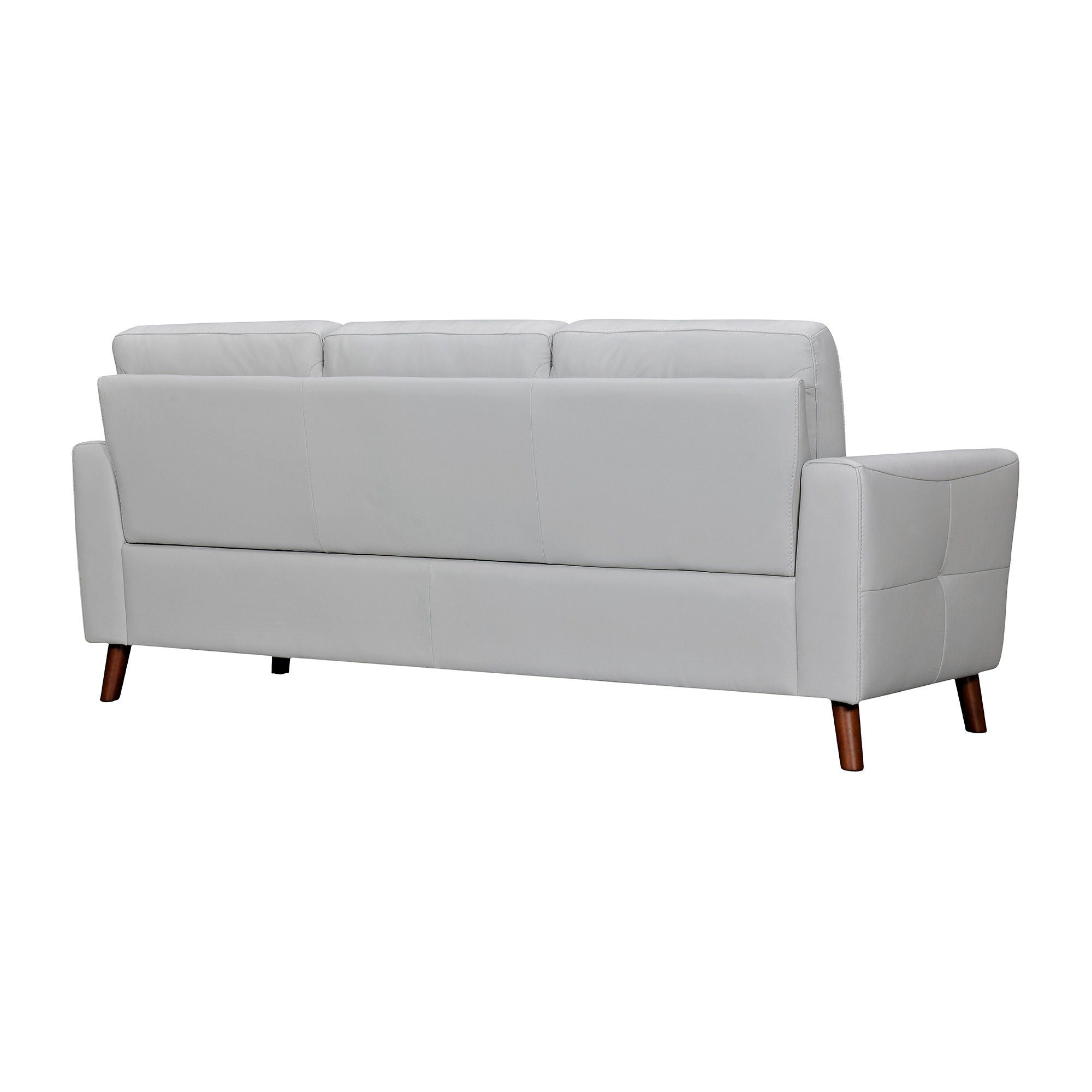 Leather Sofa With Brown Legs - Light Slate Gray