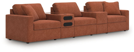 Modmax - Spice - Sectional Light Brown 5 Pc. Sectional With Audio System And With Storage Console by Signature Design by Ashley® | Bel Furniture
