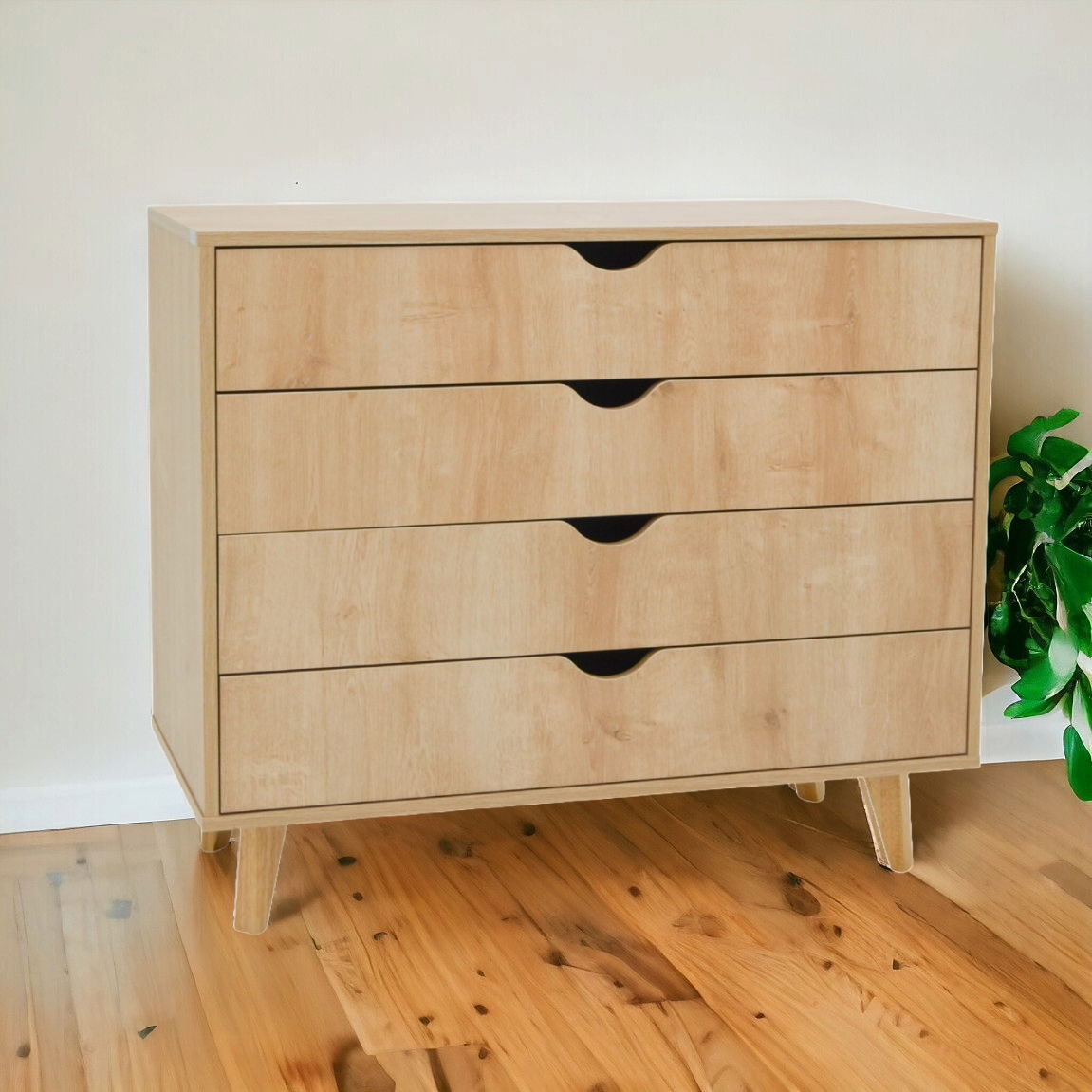 Solid Wood Four Drawer Dresser - Natural