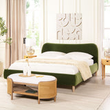 Roman - Curved Headboard Upholstered Platform Bed by Jennifer Taylor Home | Bel Furniture