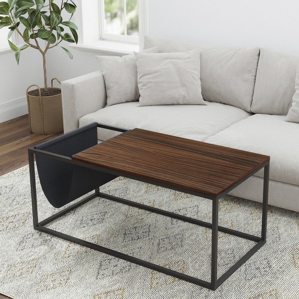 Metal Coffee Table With Shelf - Brown / Black