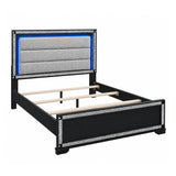 Soulmarie - Bed With LED Lighting And Padded Headboard