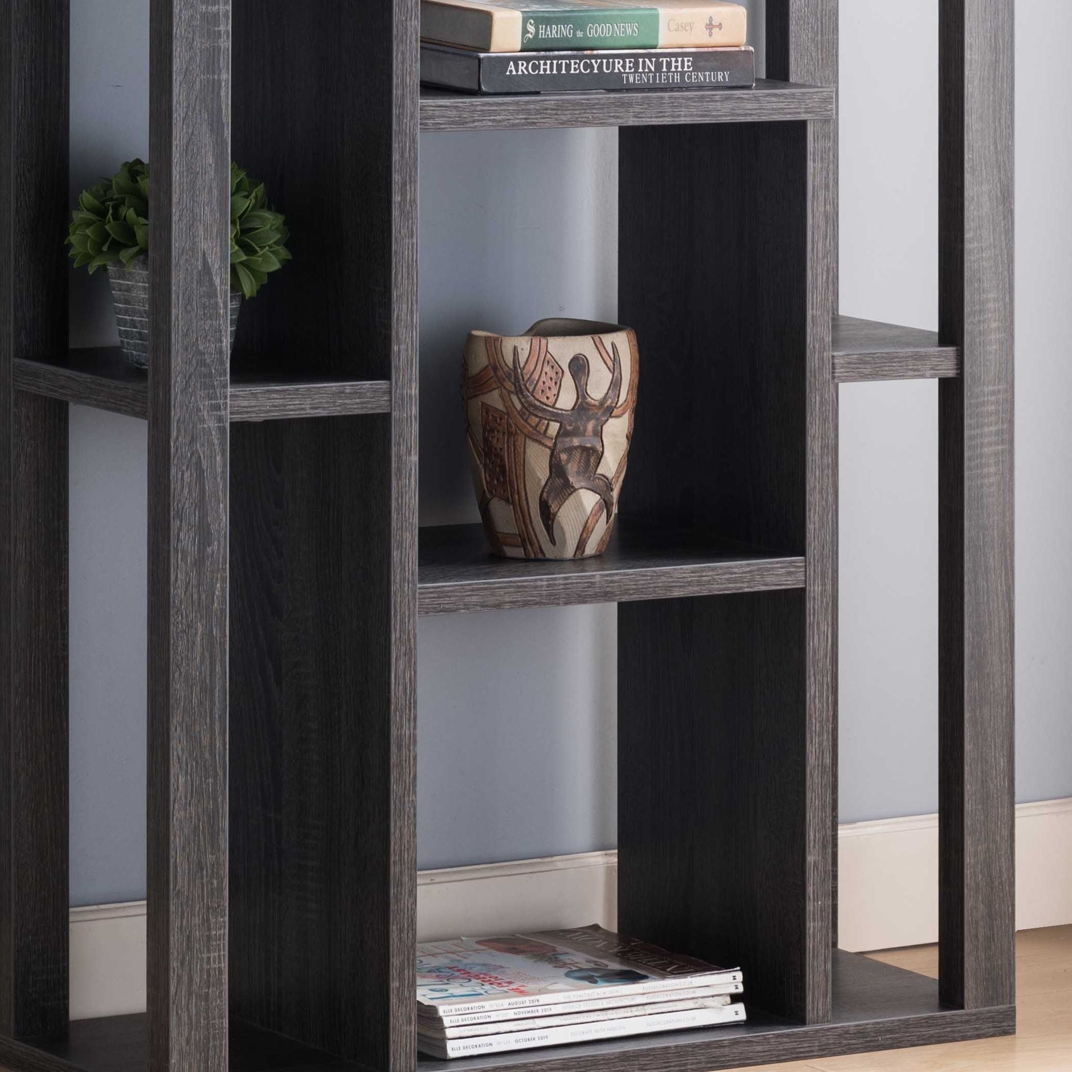 Multi Level Shelve Showcase Cabinet, Home Display Cabinet - Distressed Gray