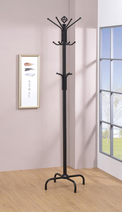 Collier - 12 Hook Freestanding Coat Rack Hat Hanger - Black by CoasterEveryday | Bel Furniture