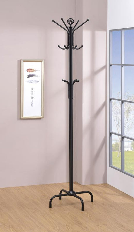 Collier - 12 Hook Freestanding Coat Rack Hat Hanger - Black by CoasterEveryday | Bel Furniture