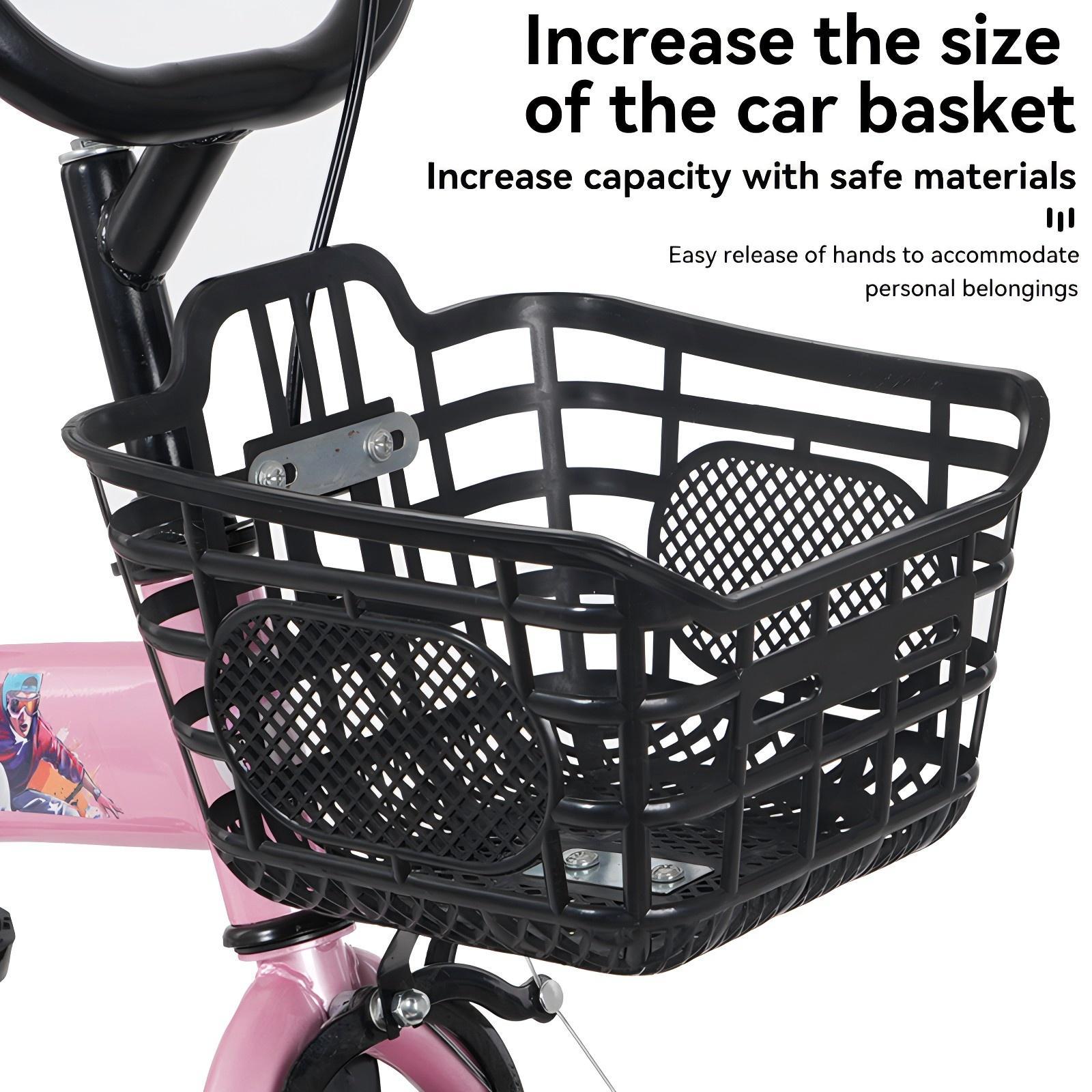 Fkznpj - 16" Sporty Kids Bike With Training Wheels And Stand Adjustable Saddle Suitable For Boys And Girls Aged 4 - 8 Years Tall Height 41 - 46" Available In A Variety Of Colors