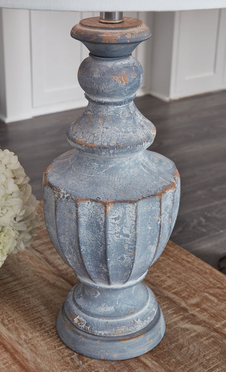 Cylerick - Antique Blue - Terracotta Table Lamp by Signature Design by Ashley® | Bel Furniture