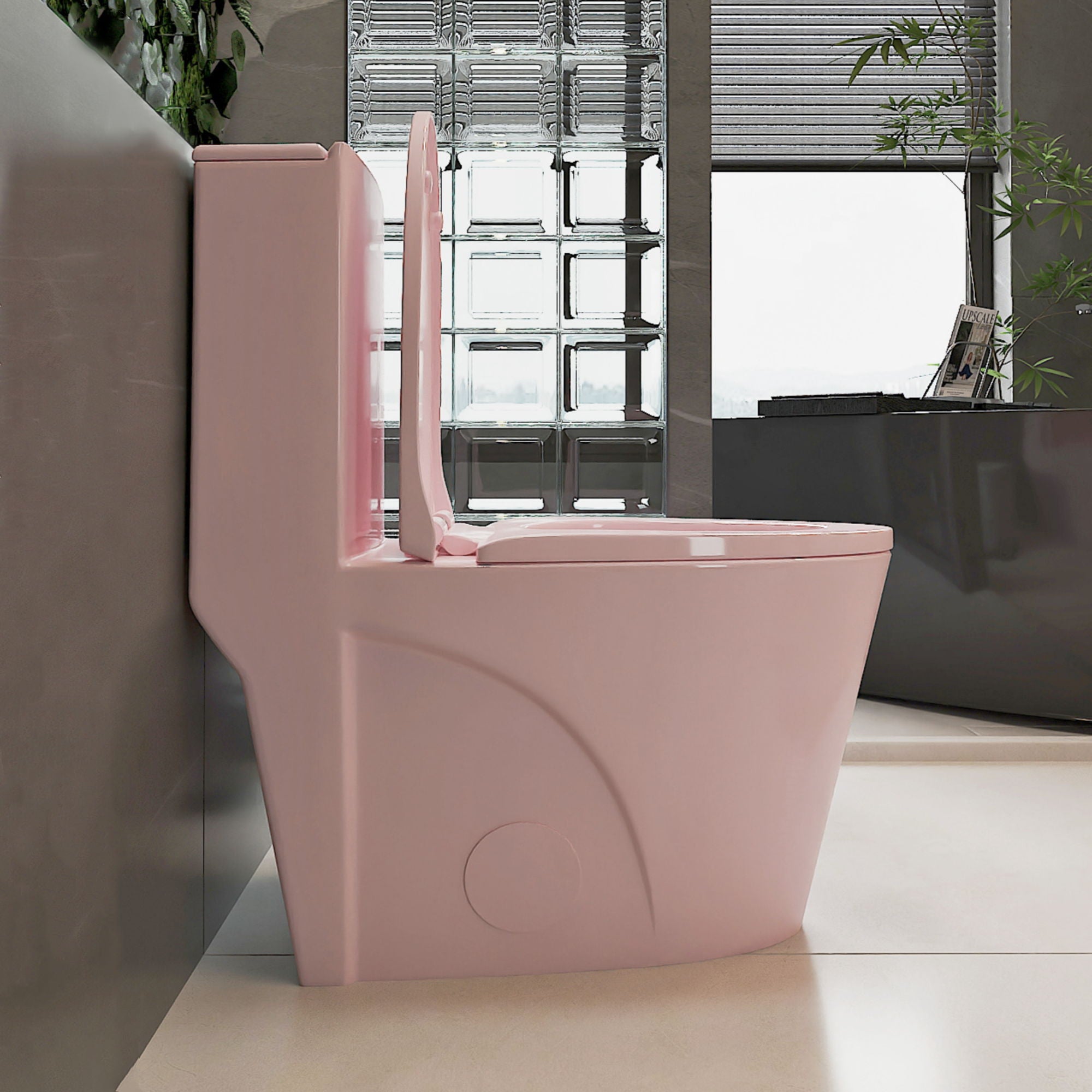 1.1 / 1.60 Gpf Dual-Flush One Piece Toilet, Water-Saving Elongated Comfort Height Floor Mounted, Soft Close 1000 Gram Map Flushing Score Toilet 23T01-Rs - Rose