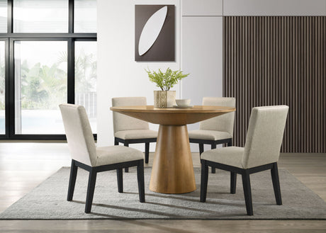 Jasper - Contemporary Round Dining Table With Black Finish Chairs by Lilola Home | Bel Furniture