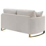 Corliss - Upholstered Arched Arm Loveseat by CoasterElevations | Bel Furniture