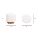 Tilly - Round Fur Upholstered / Burl Pouf Ottoman - White by Jennifer Taylor Home | Bel Furniture