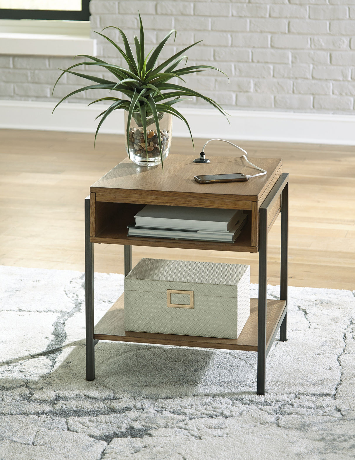 Fridley - Brown / Black - Rectangular End Table by Signature Design by Ashley® | Bel Furniture