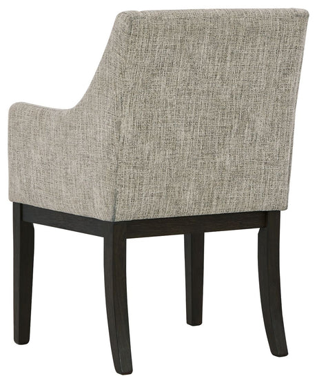 Burkhaus - Beige / Dark Brown - Dining UPH Arm Chair (Set of 2) by Signature Design by Ashley® | Bel Furniture