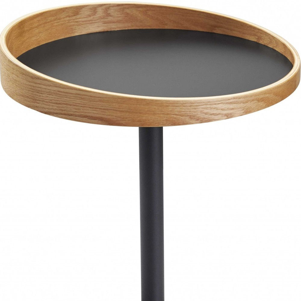 Solid Wood Round End Table - Black