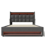 Platform Bed With Hydraulic Storage, LED Lighting & Charging Station